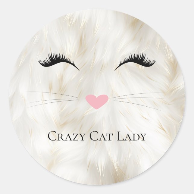 Sticker Rond Meow Crazy Cat Lady (Devant)