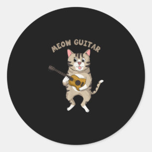 Sticker Rond Meow guitar cute Cat playing Guitar Funny Kitties