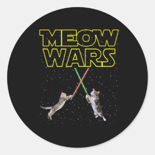 Sticker Rond Meow Wars Chemise Chat Drôle Cadeaux Pour Chats Am