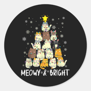 Sticker Rond Meowa Catmas Chat Noël Arbre de Noël Filles Garçon