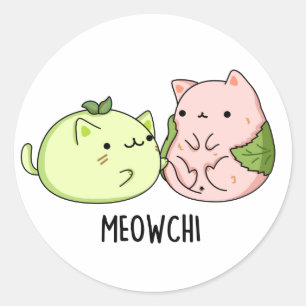 Sticker Rond Meowchi Funny Mochi Pun