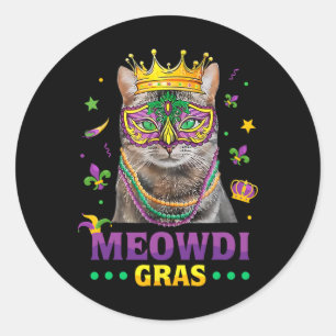 Sticker Rond Meowdi Gras Mardi Gras Amoureux des chats Nouvelle