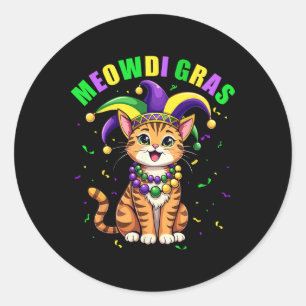 Sticker Rond Meowdi Gras Mardi Gras Amoureux des chats Nouvelle