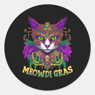 Sticker Rond Meowdi Gras Mardi Gras Amoureux des chats Nouvelle