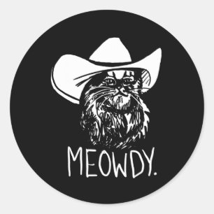 Sticker Rond Meowdy Texas Cat Meme