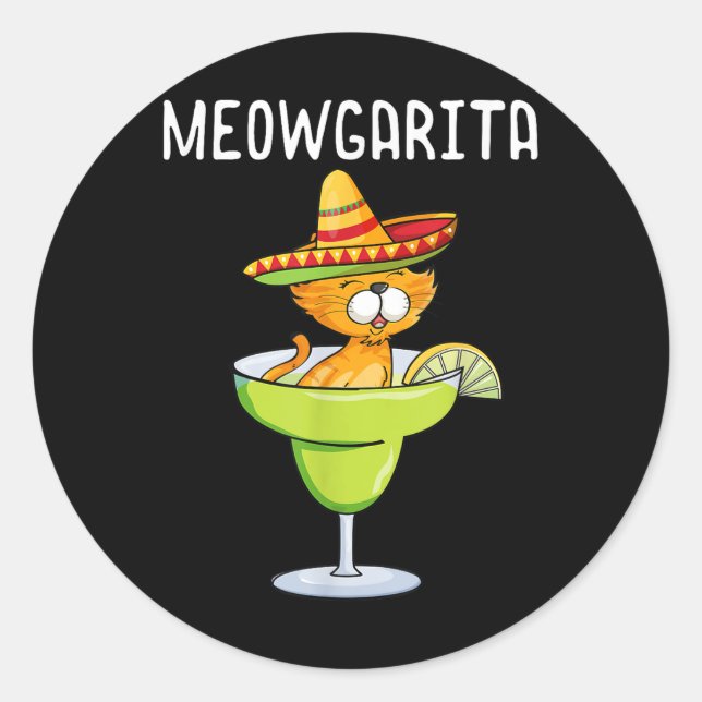Sticker Rond Meowgarita - Cinco De Mayo Margarita Amoureux des  (Devant)