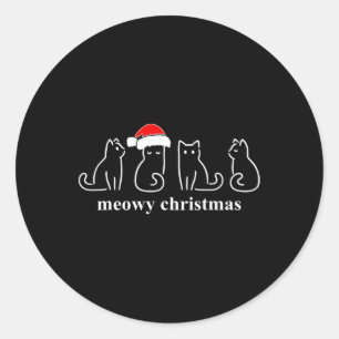 Sticker Rond Meowo Catmas Chat Noël Cute Kitten Chats Père Noël