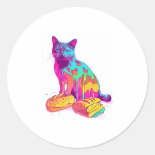 Sticker Rond Meowphosis de pain - Glitchy Funny Chat Meme