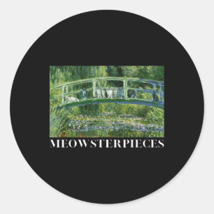 Sticker Rond Meowsterpieces Antique Peinture à l'huile drôle Ch