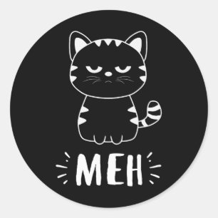 Sticker Rond Meowy Amoureux de les chats Filles Meh Chat - Drôl