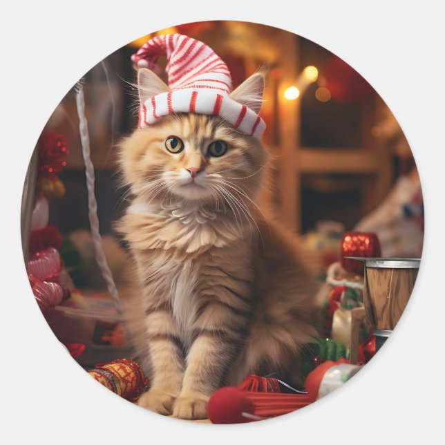 Sticker Rond Meowy Christmas ! (Devant)