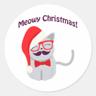 Sticker Rond Meowy Christmas !