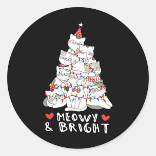 Sticker Rond Meowy Et Brillant Chat Tree Cute Animal Kitten Chr