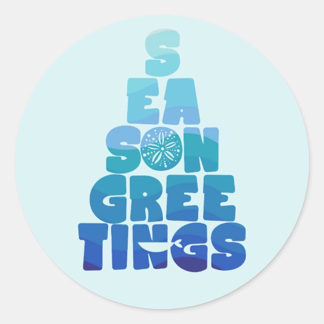 Sticker Rond Mer De Plage Et Salutations (Devant)
