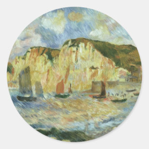 Sticker Rond Mer et Falaises par Pierre Renoir, Vintage Fine Ar