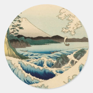 Sticker Rond Mer japonaise de Satta Hiroshige Art
