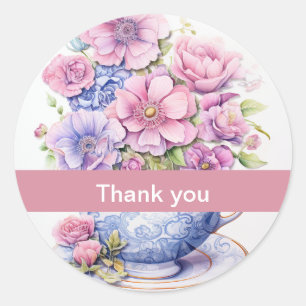 Sticker Rond Merci, 11 Coupe de fleurs Miniatures de Hershey