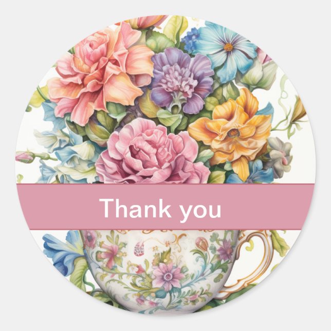 Sticker Rond Merci 12 Coupe de fleurs Miniatures de Hershey (Devant)
