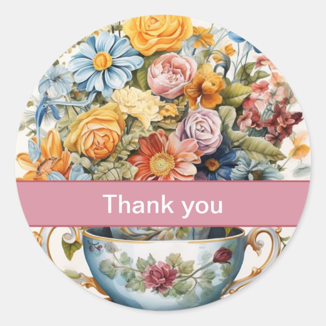 Sticker Rond Merci 13 Coupe de fleurs Miniatures de Hershey (Devant)