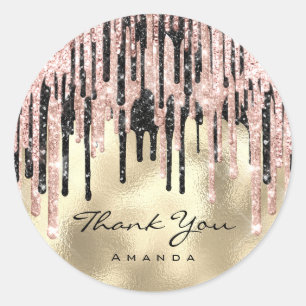 Sticker Rond Merci 16e Fête de Mariage Rose Gold Drips