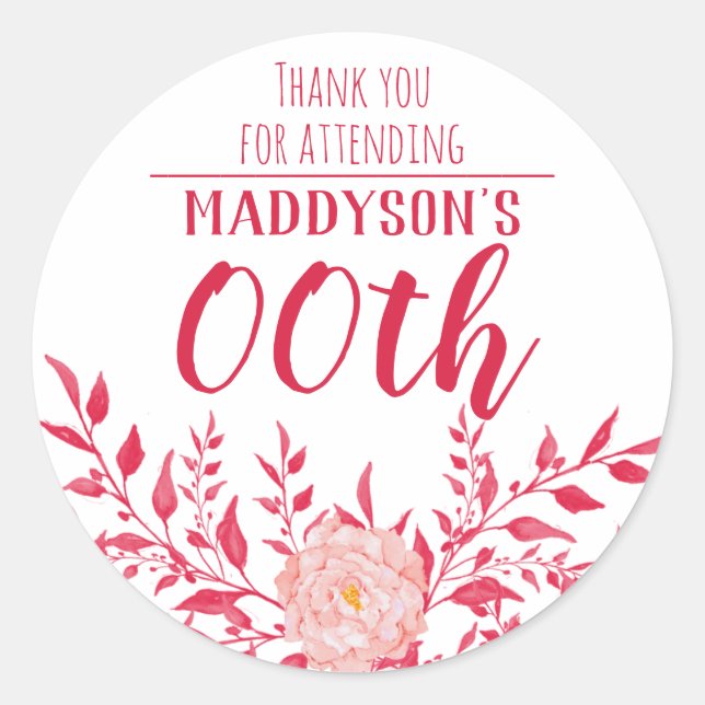 Sticker Rond Merci 18ème 21ème 30ème 40ème 50ème 60ème 70ème (Devant)