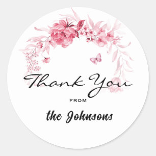 Sticker Rond Merci, 1,5 po de rose ou de préférence de douche (