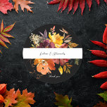 Sticker Rond Merci 2V2 or orange et jaune - noir<br><div class="desc">Décorez vos enveloppes ou d'autres objets avec votre nom et stickers floral moderne,  Orange & Jaune or . Fleur aquarelle peinte à la main. Facultatif merci texte.</div>