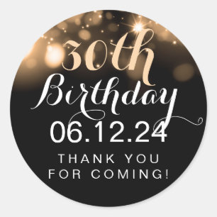 Sticker Rond Merci 30e anniversaire Gold Sparkling lumières