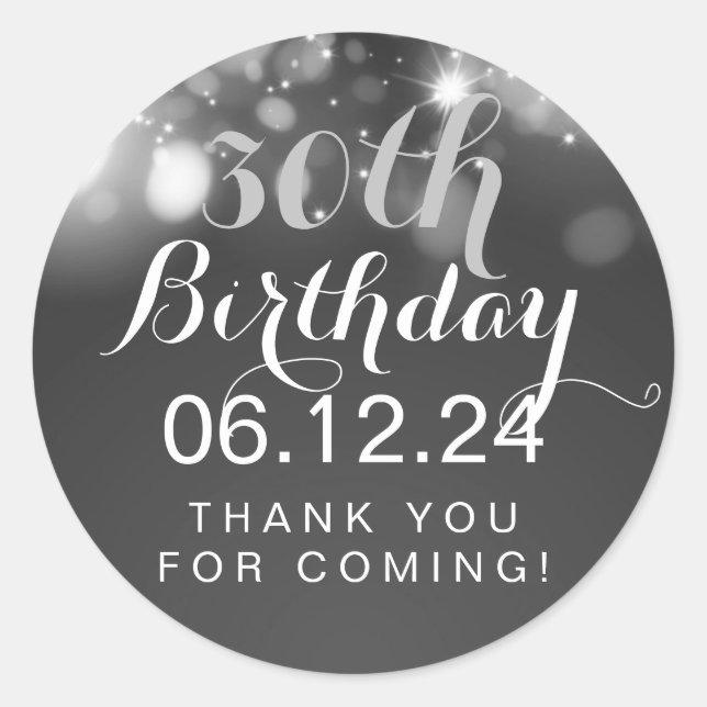 Sticker Rond Merci 30e anniversaire Lumières étincelantes en ar (Devant)