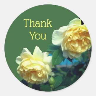 Sticker Rond Merci à fleurs de roses jaunes