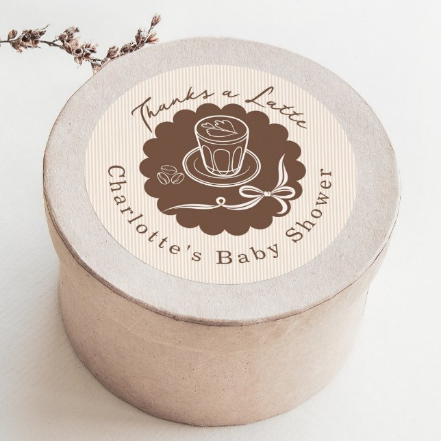 Sticker Rond Merci A Latte Café Bébé Tasse Bébé Shower (Créateur téléchargé)