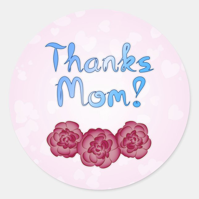 Sticker Rond Merci à Maman avec Carnation Flower pour la fête d (Devant)