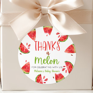 Sticker Rond Merci A Melon Pastèque Faveur de Baby Shower