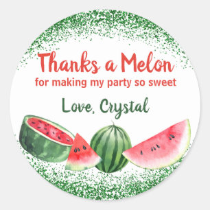 Sticker Rond Merci à Melon Sweet Watermelon Party Merci