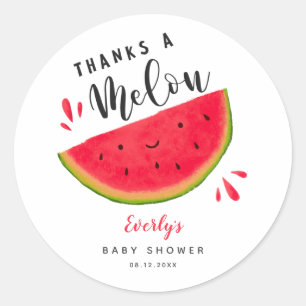 Sticker Rond Merci à Melon Watermelon Baby shower Favor
