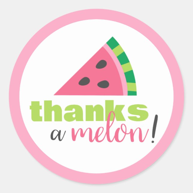 Sticker Rond Merci À Melon Watermelon Birthday Merci (Devant)