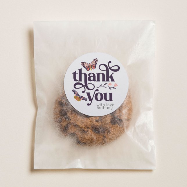 Sticker Rond Merci à papillon Boho (Créateur téléchargé)
