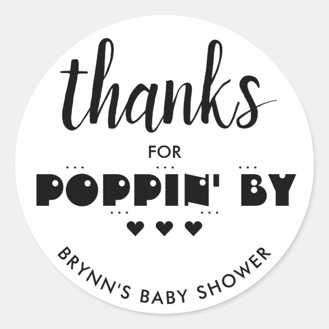 Sticker Rond Merci à Poppin' By Baby shower Popcorn (Devant)