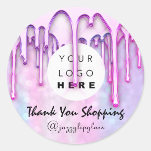 Sticker Rond Merci Accessoires d'achat Logo rose Extension chev