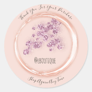 Sticker Rond Merci Achat Boutique Floral Nom artisanal