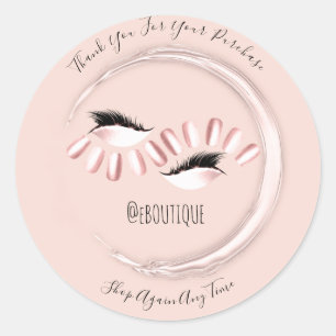 Sticker Rond Merci Achat Lashes Clous Boutique en ligne