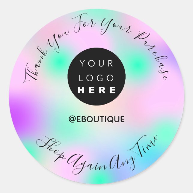 Sticker Rond Merci Acheter Boutique Logo Rose Abstrait (Devant)