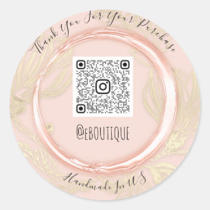 Sticker Rond Merci Acheter Rose Gold Eyelash Code QR Logo