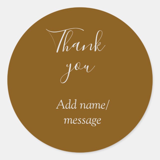 Sticker Rond Merci ajoutez nom message simple stylé doré s (Devant)