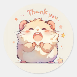 Sticker Rond Merci Anime mignon animal