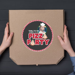 Sticker Rond Merci Anniversaire de enfant de la fête de la pizz