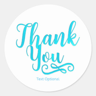 Sticker Rond MERCI Aqua Blue Type- TOUTE COULEUR Favori personn