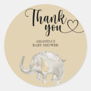 Sticker Rond Merci Aquarelle Ballon Eléphant