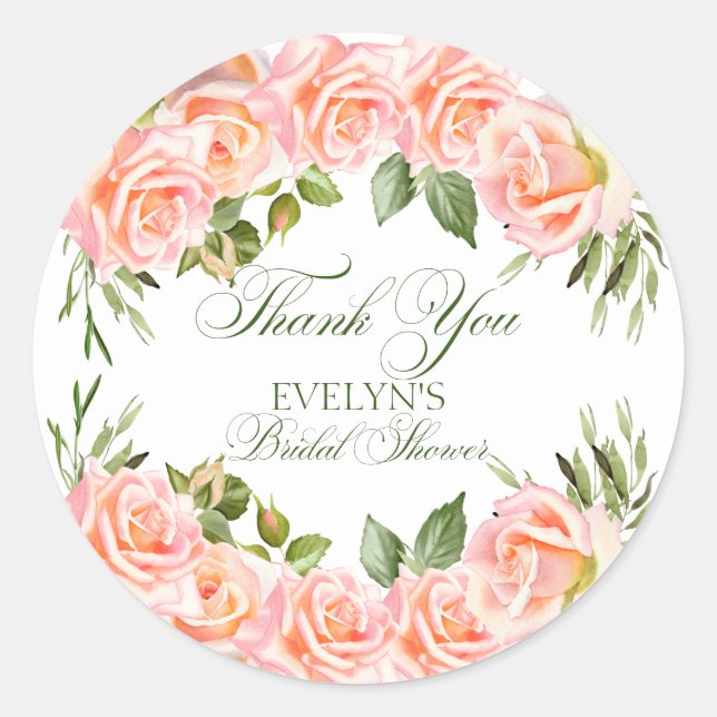 Sticker Rond Merci Aquarelle Jardin Floral Fête des mariées (Devant)