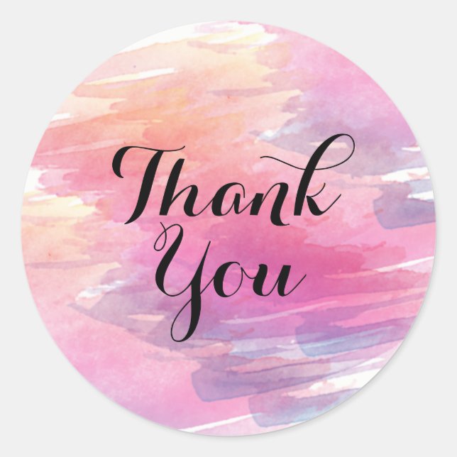 Sticker Rond Merci aquarelle Splatter Abstrait moderne (Devant)